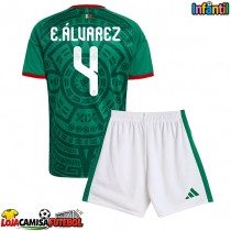 Camisa de Futebol México Edson Alvarez #4 Equipamento Principal Infantil Mundo 2026 Manga Curta (+ Calças curtas)